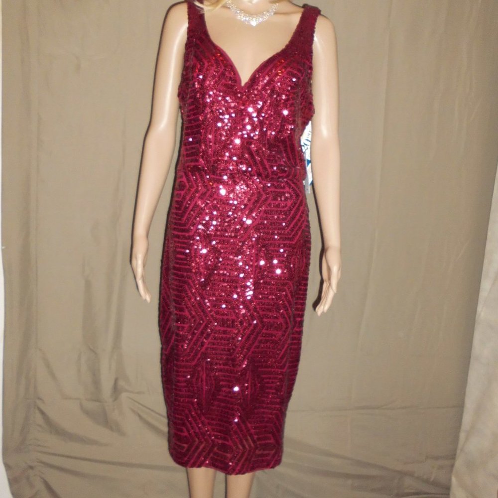 Bisou Bisou Red Burgundy Dress Ribbon Straps